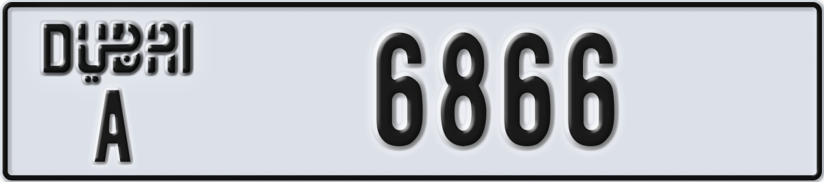 dubai License Plate Number 6866 Code A