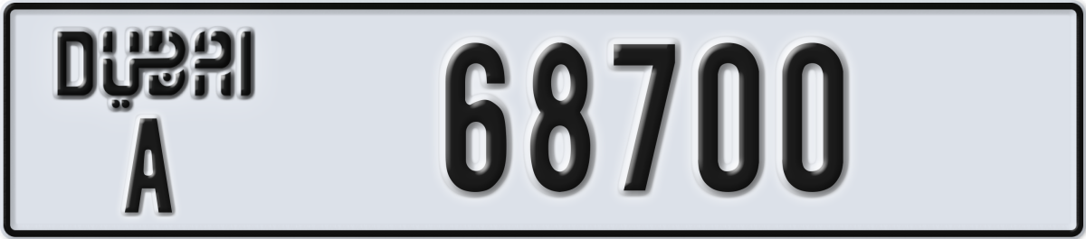 dubai License Plate Number 68700 Code A