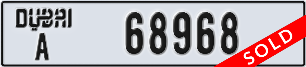 dubai License Plate Number 68968 Code A