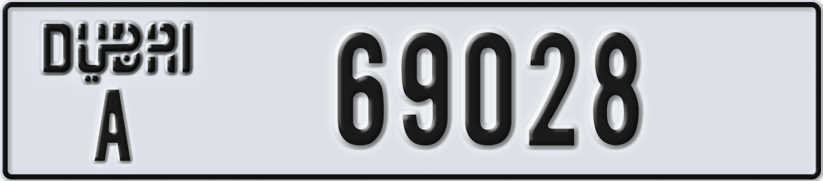 dubai License Plate Number 69028 Code A