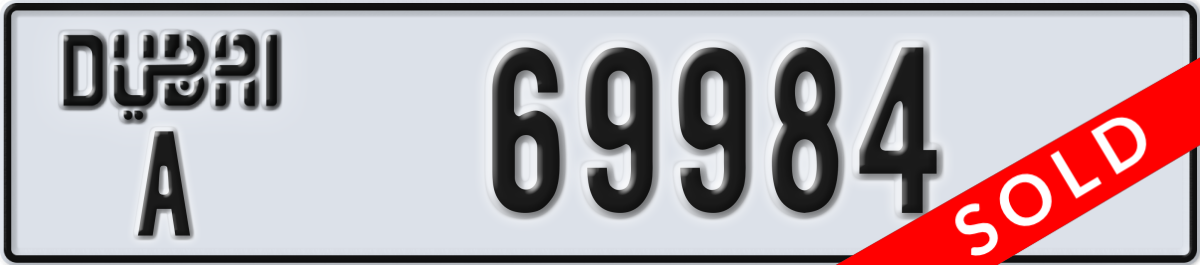 dubai License Plate Number 69984 Code A