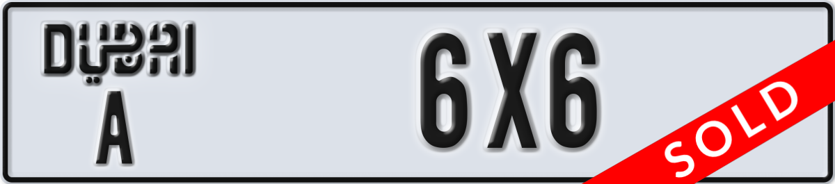dubai License Plate Number 6X6 Code A