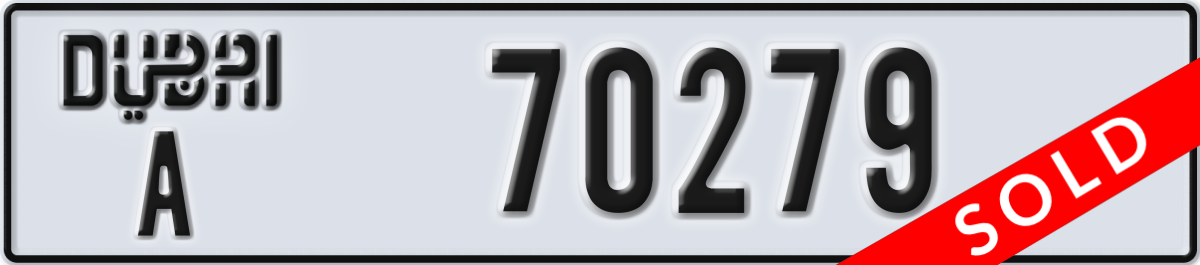 dubai License Plate Number 70279 Code A