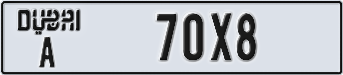 dubai License Plate Number 70X8 Code A
