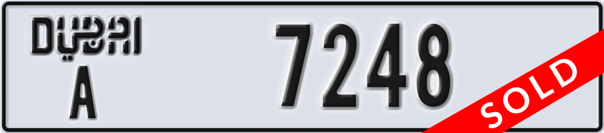 dubai License Plate Number 7248 Code A