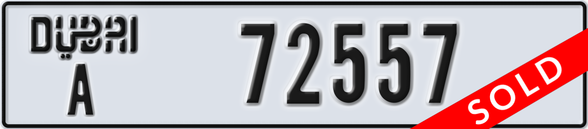 dubai License Plate Number 72557 Code A