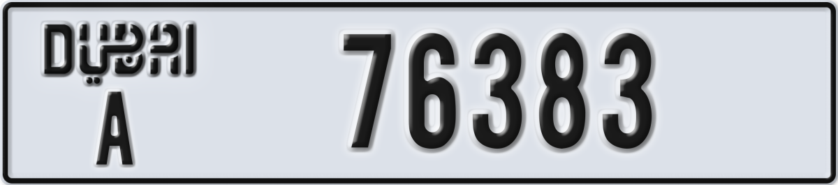 dubai License Plate Number 76383 Code A