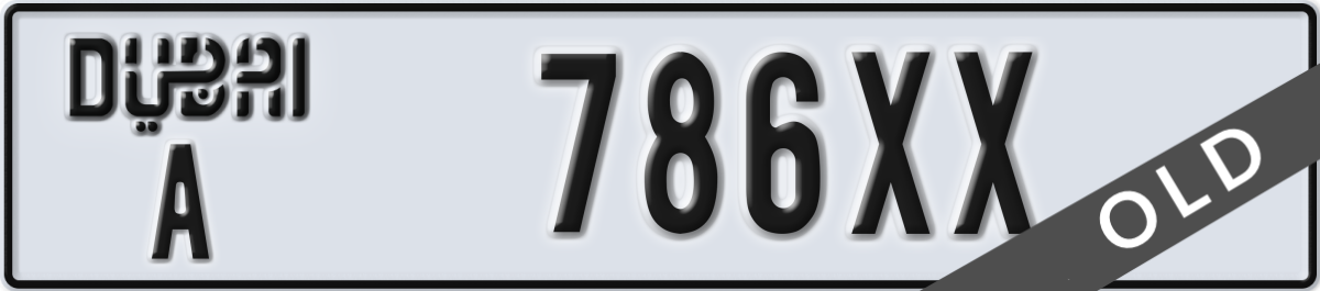 dubai License Plate Number 786XX Code A