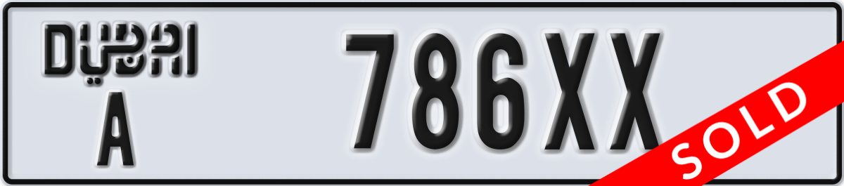 dubai License Plate Number 786XX Code A