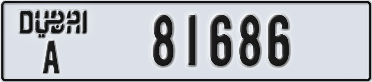 dubai License Plate Number 81686 Code A