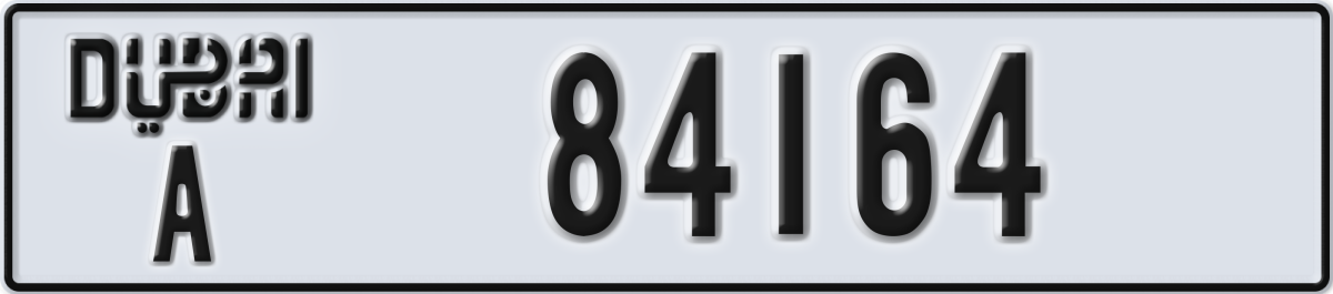 dubai License Plate Number 84164 Code A