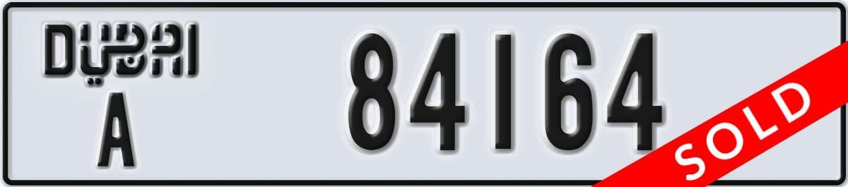 dubai License Plate Number 84164 Code A