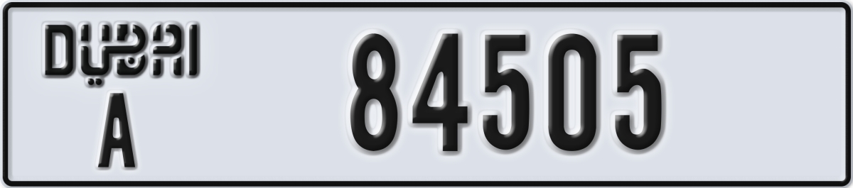 dubai License Plate Number 84505 Code A