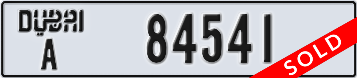 dubai License Plate Number 84541 Code A