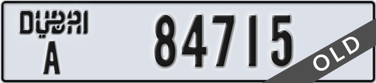 dubai License Plate Number 84715 Code A