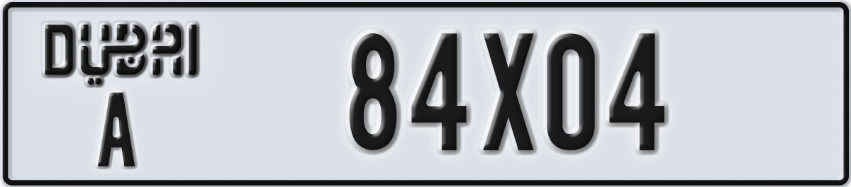 dubai License Plate Number 84X04 Code A
