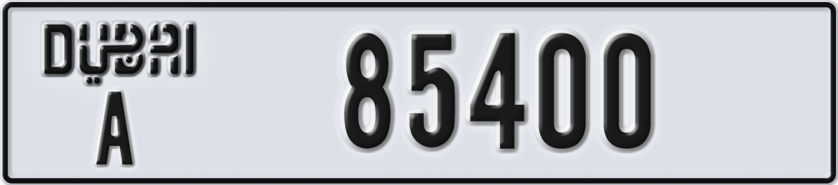 dubai License Plate Number 85400 Code A