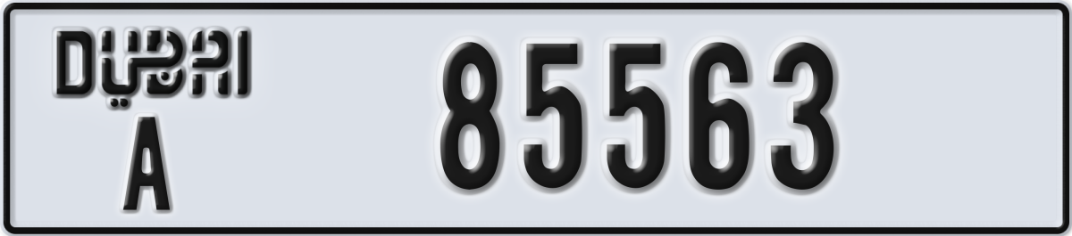 dubai License Plate Number 85563 Code A