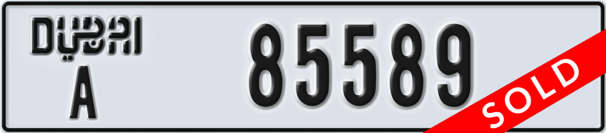dubai License Plate Number 85589 Code A