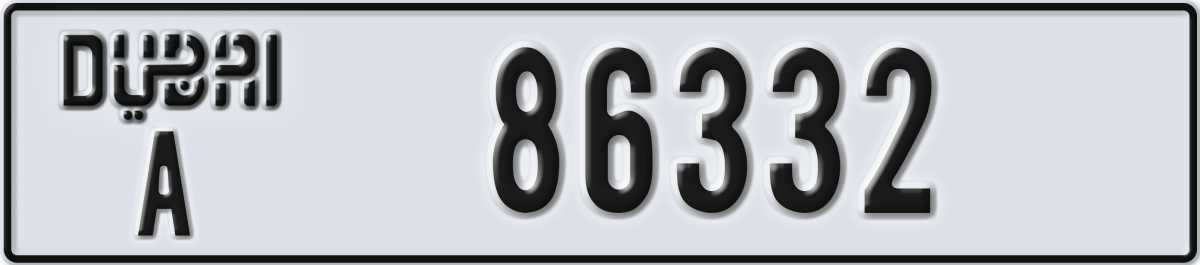 dubai License Plate Number 86332 Code A