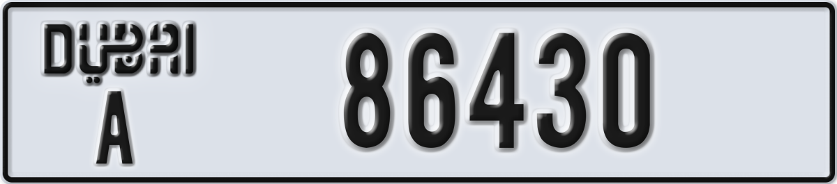 dubai License Plate Number 86430 Code A
