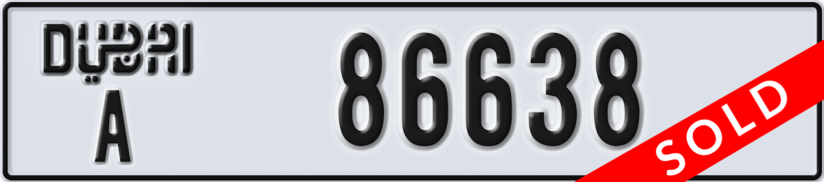 dubai License Plate Number 86638 Code A