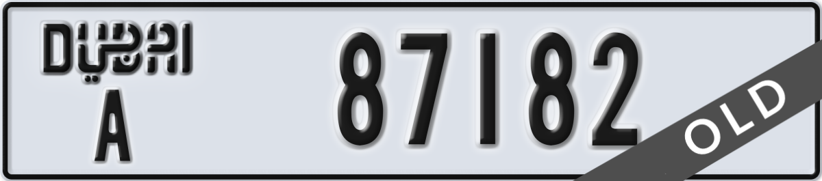 dubai License Plate Number 87182 Code A