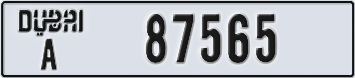 dubai License Plate Number 87565 Code A
