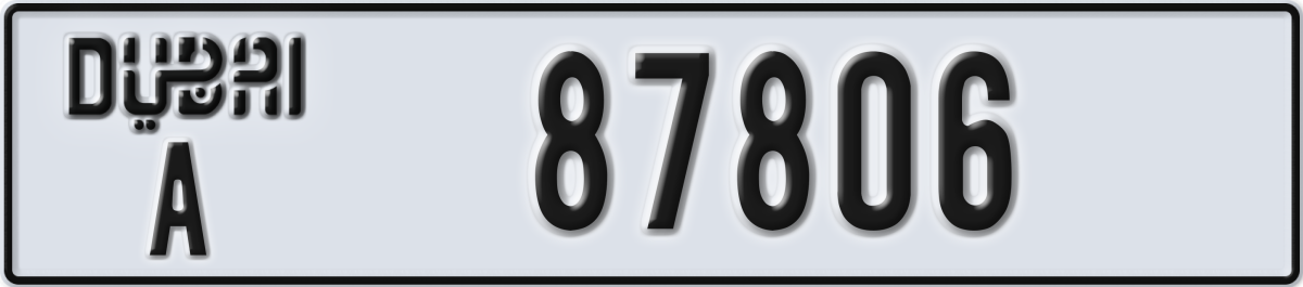 dubai License Plate Number 87806 Code A