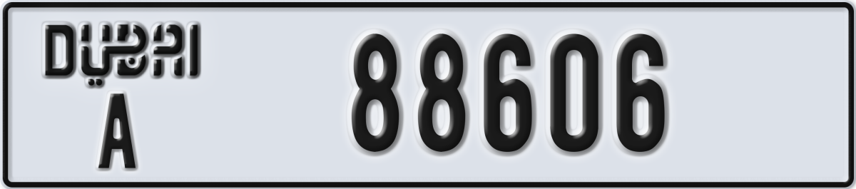 dubai License Plate Number 88606 Code A
