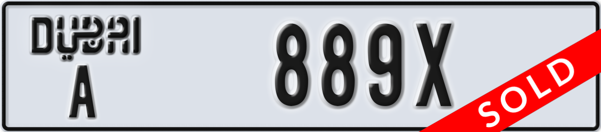 dubai License Plate Number 889X Code A