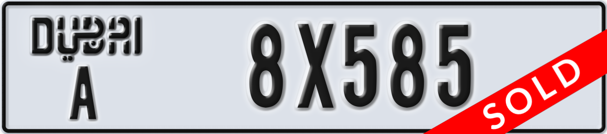 dubai License Plate Number 8X585 Code A