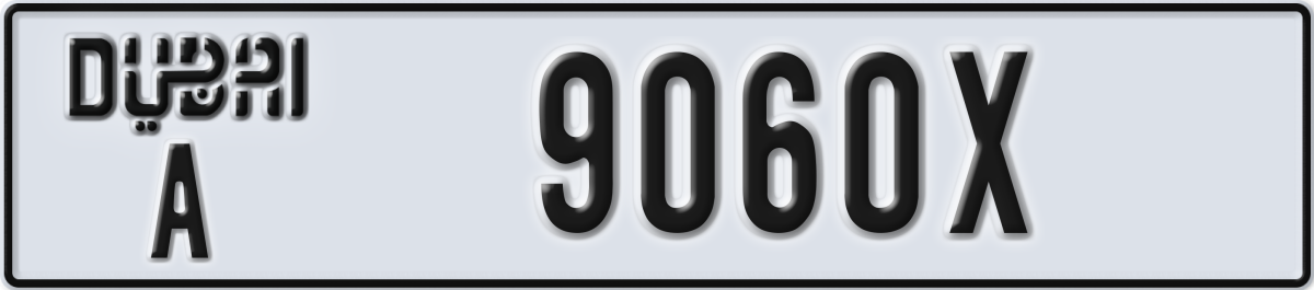 dubai License Plate Number 9060X Code A