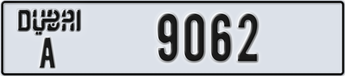 dubai License Plate Number 9062 Code A