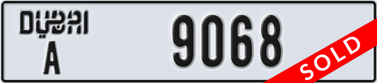 dubai License Plate Number 9068 Code A