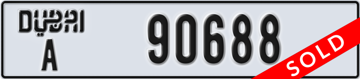 dubai License Plate Number 90688 Code A