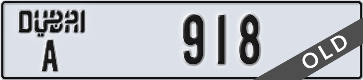 dubai License Plate Number 918 Code A