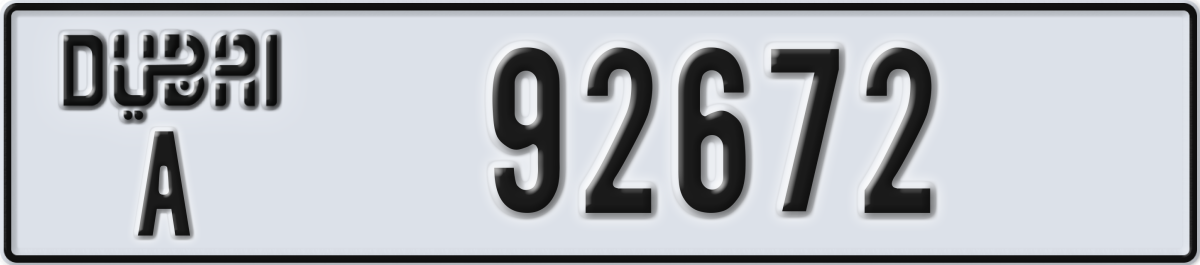 dubai License Plate Number 92672 Code A