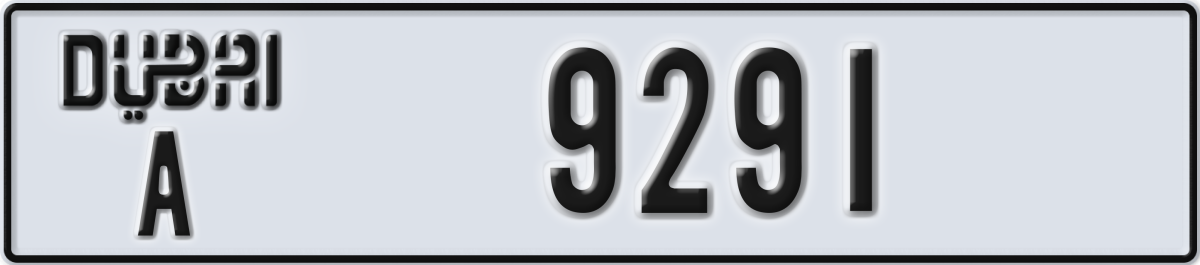 dubai License Plate Number 9291 Code A