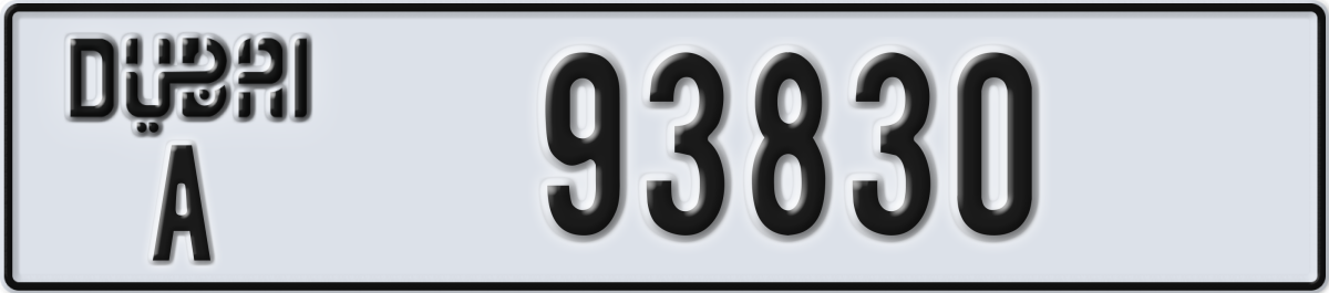 dubai License Plate Number 93830 Code A