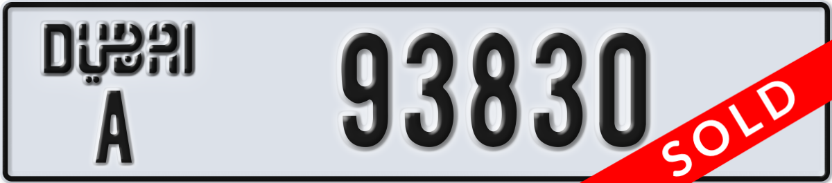 dubai License Plate Number 93830 Code A