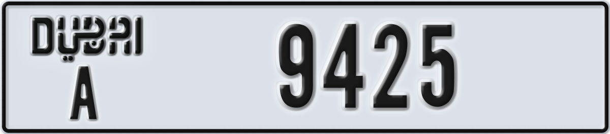 dubai License Plate Number 9425 Code A