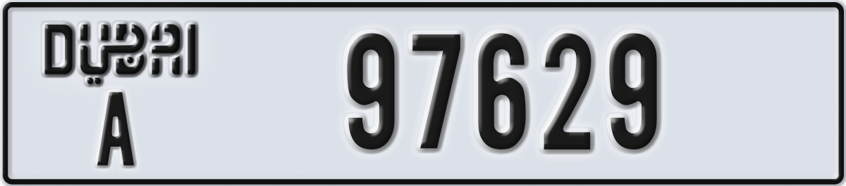 dubai License Plate Number 97629 Code A