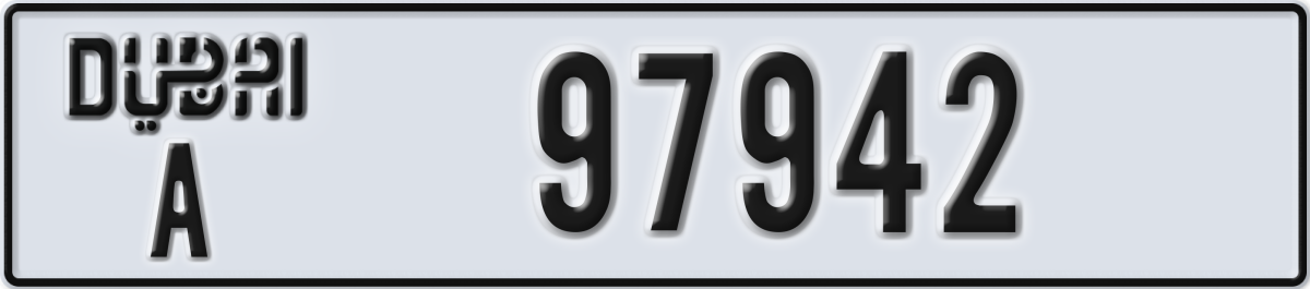 dubai License Plate Number 97942 Code A