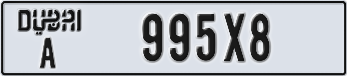 dubai License Plate Number 995X8 Code A