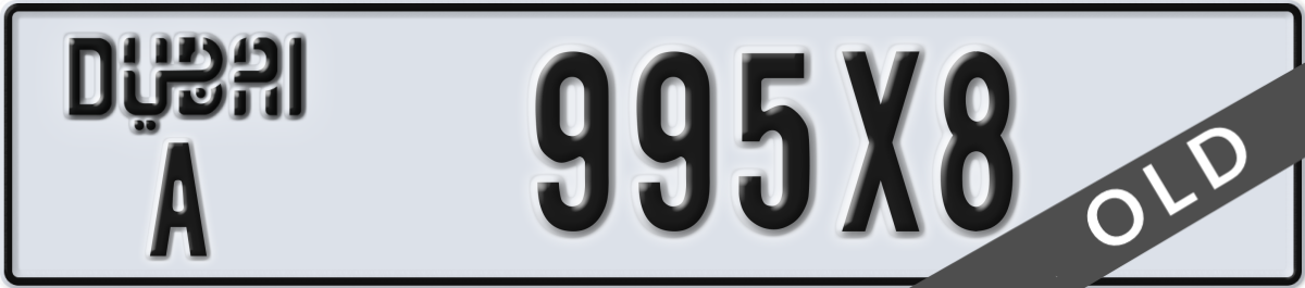 dubai License Plate Number 995X8 Code A