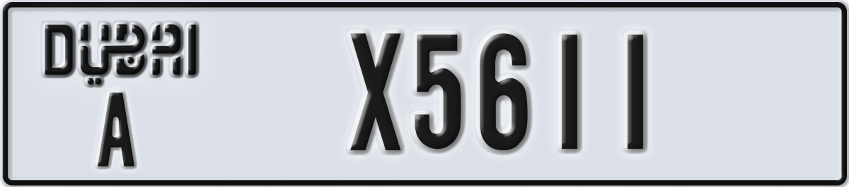dubai License Plate Number X5611 Code A