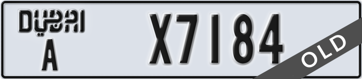 dubai License Plate Number X7184 Code A
