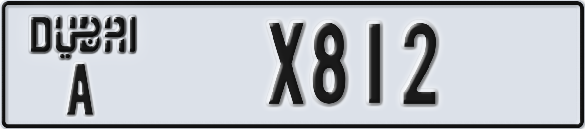 dubai License Plate Number X812 Code A