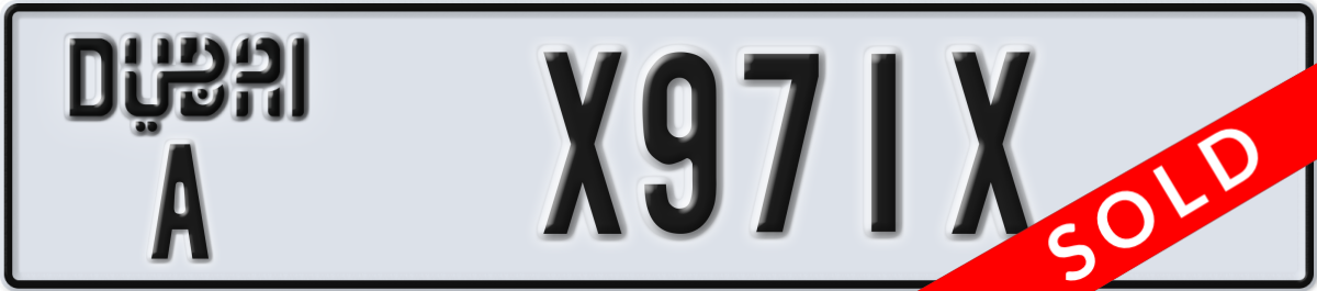 dubai License Plate Number X971X Code A